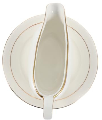 Cabilock Ceramic Sauce Boat with Tray Premium Porcelain Pouring Jug for Steak Sauce Gravy Yogurt Milk Serving Crockery for Everyday Use