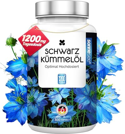 Schwarzkümmelöl 1200 mg hochdosiert – 300 Kapseln – Kaltgepresst & Natürlich – Mit Vitamin E zum Zellschutz – Unterstützung für Immunsystem & allgemeines Wohlbefinden