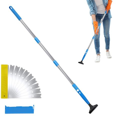 Rascador de suelo con largo, herramienta para trabajos de limpieza pesados, herramienta de limpieza, para la limpieza de baño, ducha, suelo, pintura, garaje, jardín