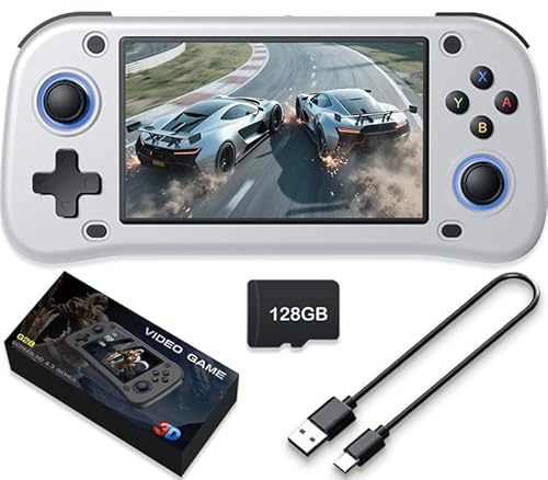 New Handheld Game Console,Built-in 128G with 20000 games,Linux System,Portable Handheld Video Game Console ，4.3 inch IPS Screen 30+ emulators& Linux System (White,128G)