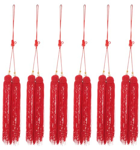 UPKOCH Borlas Colgantes para Espada de Tai Chi 6 Piezas, Decoraciones Borlas Rojas de Tela, Adornos Vibrantes para Competición y Entrenamiento de Artes Marciales, Accesorio Resistente