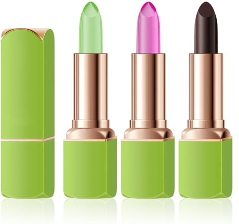 3 Stück Aloe Vera Lippenstift Set Feuchtigkeitsspendende, Langlebige, Pflegender, Farbe Wechselnde Aloe Vera Lippenstift Temperaturempfindlicher Farbwechsel,Ideal Für Frauen
