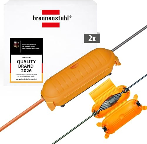 Brennenstuhl 2er Set Safe-Box Big IP44 / Schutzbox für Verlängerungskabel (Schutzkapsel für Kabel im Außenbereich) gelb