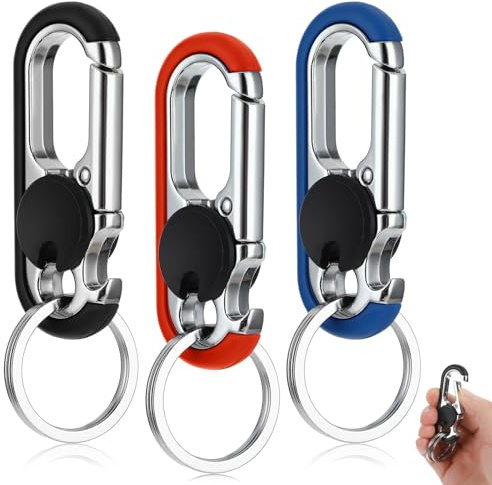 Ouligay 2pcs Key Chains for Men, Anti-Loss Car Key Chain with Hook, Car Keyring with Double Keyrings Personalized Heavy Duty Key Ring
