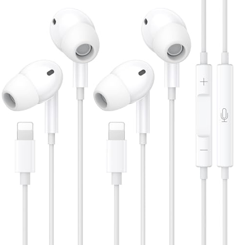 Sftoep 2 Pack Headphones Wired for iphone, [MFi certified] HiFi stereo noise-canceling, Built-in Microphone and Volume Control, Compatible with iPhone 14/13/SE/12/11/XR/8/7/XS.
