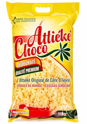 Attiéké Choco Deshidratado 10 kg – Atiéké Auténtico de Costa de Marfil | Sémola de Manica Premium Sin Gluten | Cassava Semolina | Larga Conservación | Calidad Profesional para Cocina Africana