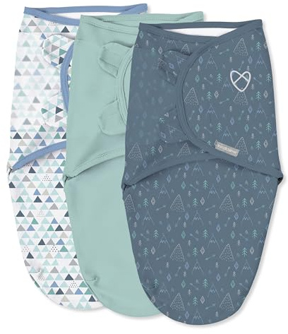 SwaddleMe by Ingenuity Wickeltuch, 100% Baumwolle, verbessert den Schlaf und beruhigt Schreckreflex, 3–6 Monate, 1,0 Tog, 3er-Pack, Baby-Wickeldecke, Bergsteiger