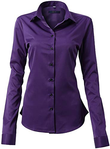 Chemise Femme Manche Longues, Chemise Basic Casual ELéGant Bureau Tunique Femme Mode Tee Top Haut Blouse