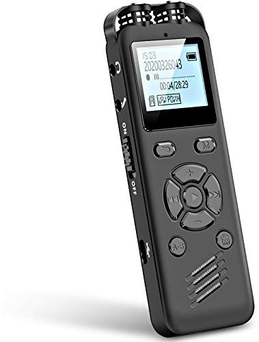 AOMAGO Registratore Vocale Digitale da 32 GB per Conferenze e Riunioni - Registratore Audio A36 con Supporto per la Riproduzione Microfono Esterno e Registrazione Line In Registrazione 1536 Kbps