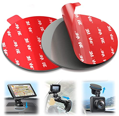Sticky Adhesive for Dash Cam Suction Cup Mount, VOLPORT 90mm 3M Circle Heat Resistant Double Sided Extra Strong Mounting Tape Pad Replacement for Car Boat Dashboard Windshield Camera GPS Sucker Holder