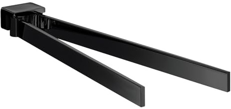 EMCO LOFT Handtuchhalter zur Wandmontage, schwenkbarer Badetuchhalter aus Aluminium, hochwertige Handtuchstange für Handtücher Schwarz 31 cm 2 Armig
