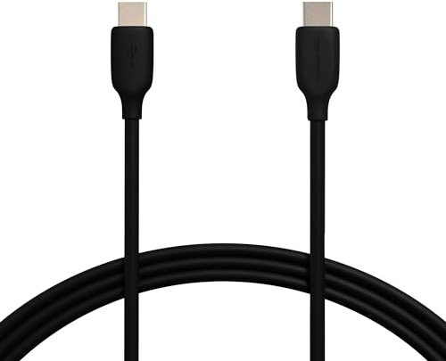 Amazon Basics Cable de carga rápida USB-C a USB-C 2.0, velocidad de 480 Mbps, certificado USB-IF, para Apple iPhone 16/15, iPad, Samsung Galaxy, tabletas, ordenadores portátiles, 1.8 m (6 pies), negro