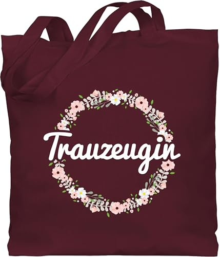 Shirtracer Baumwolltasche - JGA Junggesellenabschied Frauen - Trauzeugin - Blumenkranz - Unisize - Bordeauxrot - trauzeigengeschenk beutel braut bachelorette party bridemaid baumwolle