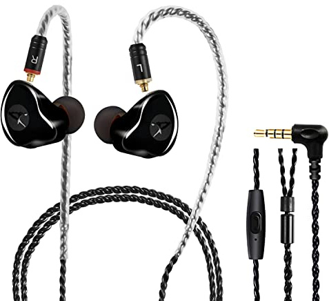 DCMEKA in Ear Monitor Headphones, HiFi Stereo IEM Earphones, Dynamic Dual Driver Wired Earbuds with Detachable Cable, Noise Canceling Headset for Singers Musicians Drummers Audiophile (Black) | HiFi IEM, Dual Dynamic Driver Wired Earbuds, Noise Canceling In Ear Headphones for Singers & Audiophiles (Black)