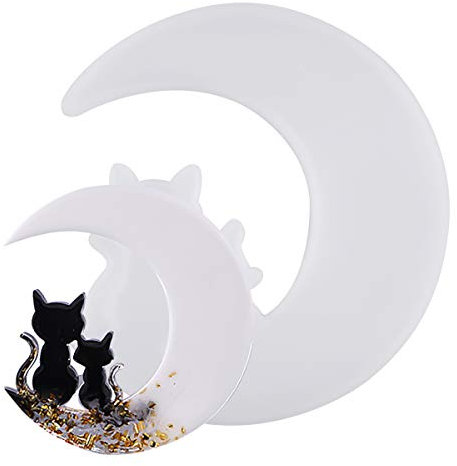 Changrongsheng Epoxidharz-Formen, Mond Silikonform, Epoxidharz Silikonform, Mond Katze, Mond Anhänger Harz Gussform, Kreative Epoxidharzformen für Geburtstag Party Dekorationen