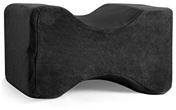 Memory Foam Wedge Contour Knee Pillow for Side Sleepers, Leg Pillows for Spine Alignment, Back Pain, Pregnancy Support - Pain Relief for Sciatica, Hip, Joint, Surgery (Black)