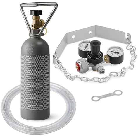 Sodaduck® Co2 Druckminderer inkl. 2 kg CO₂ Flasche kompatibel mit Quooker Cube - Kohlensäure-Druckregler zum Umrüsten auf handelsübliche CO₂ Zylinder-Flasche 2kg [HOHE KOSTENERSPARNIS]
