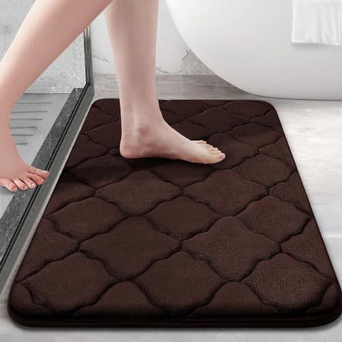 Homaxy Tappetino da bagno in memory foam antiscivolo, morbido, assorbente, lavabile, facile da pulire, 41 x 60 cm, colore marrone