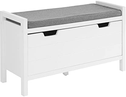 SoBuy Mobile scarpiera Panca Ingresso cassapanca Contenitore Moderna L91*P30*A50 cm Carico Massimo: 120 kg (Bianco, FSR97-W)