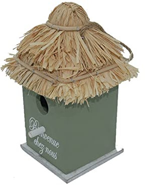 Umerk Birdcages Wooden Bird's Nest Hanging Bird House Wooden Bird Cage Resting Place Wall-mounted Log Cabin Bird Decoration (Color : Green)