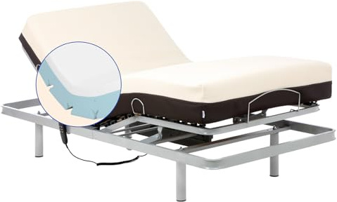 Geriafy - Elektrisch verstellbares Bett mit Cotton V6 Matratze | 20 cm viskoelastische Matratze mit Komfortbezug (80x190 cm)