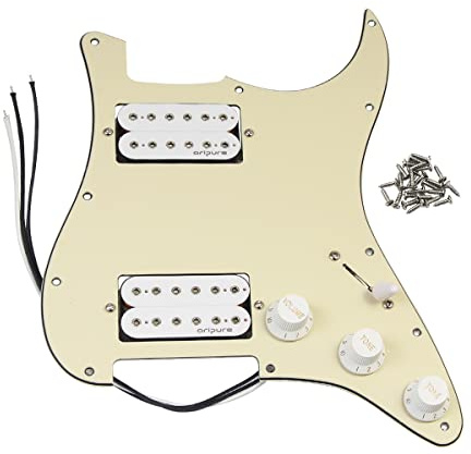 OriPure Loaded Pickguard HH-Sets Zwei Humbucker mit 5-Wege-Schalter für E-Gitarren-Tonabnehmer E-Gitarren-Ersatzteile Creme 3-lagig