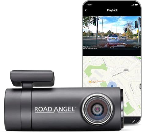 Road Angel Halo Drive 2K In Car Camera Dash Cam Front - Dashcam Front - Night Vision Dashcams for Cars - Car On-Dash Mounted Cameras with Supporting App, Black
