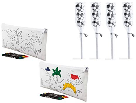 20 Stück Malbox mit 4 farbigen Wachsen + 20 Holzstifte mit 3 Radiergummis in Fußballform - Kindergeschenke zum Geburtstag - Kinderdetails für Veranstaltungen