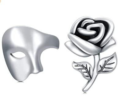 Pendientes de máscara/máscara de ópera, plata de ley 925, joyería de teatro, regalos para mujeres, hombres y niñas, 0.39 inches, Plata de ley, Sin piedra preciosa