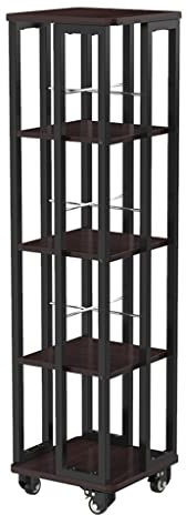 Drehbares Bücherregal, 360 Grad Drehbare Rollen, 5-stöckiges Bücherregal, Multifunktionales Aufbewahrungsregal, Stehendes Regal für Wohnzimmer, Schlafzimmer, Arbeitszimmer ( Color : Black , Size : 4 l