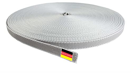 Inovatec 50 Meter Rollladengurt Mini 12mm für Tür und Fenster Rolladen - reißfest und UV-beständig - in Grau Weiß Beige Braun Schwarz, Farbe:Grau