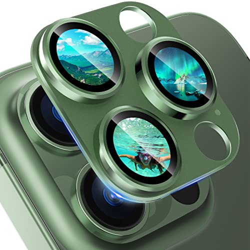 imluckies for iPhone 13 Pro/iPhone 13 Pro Max Camera Lens Protector, Integrated Aluminum Alloy with 9H Tempered Glass Metal Camera Cover [Shockproof][Anti-Scratch][Easy Installation], Green