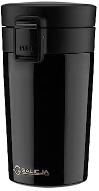 GALICJA Thermobecher ALICIA - Kaffee To Go Becher Mit Deckel - Coffee Mug - Kaffeebecher Thermo - 300ml Schwarz