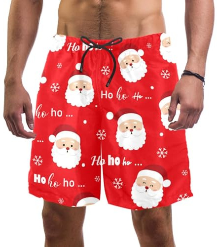 coosun Men's Christmas Santa Claus Beach Board Shorts Quick Dry Swim Trunk