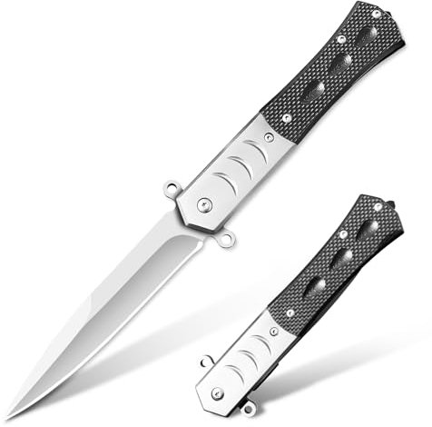 eiloszf Klappmesser Taschenmesser für Outdoor Survival Camping Einhandmesser Klinge Edelstahl Jagdmesser G10-griff, Scharfes Knife Überlebensmesser