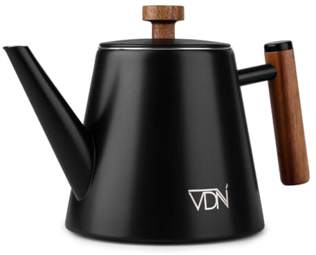 VDN Teekanne mit Siebeinsatz - Teapot [1L, 5-6 Tassen] - Teekanne Thermo, Edelstahl [Doppelwandig, bis zu 1h warm] - Teebereiter [für losen Tee, Ingwer & Kräutermischungen] - 904