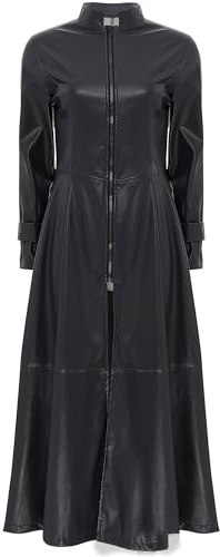 CHICTRY Kvinnor män PVC läder trenchcoat jacka med dragkedja sexig klänning body klubbkläder lång lack kappa disco dj nattklubb kostym svart M