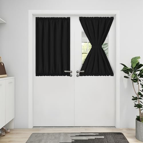 Easy-Going Blackout Door Curtains 1 Panel, 25x40 inch, Black