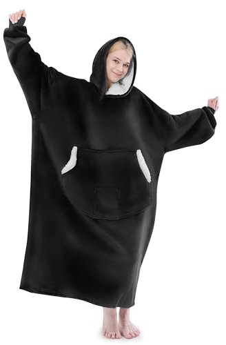 NORD ECO Tragbare Decke, Kapuzenpullover, Geburtstagsgeschenk, Weihnachtsgeschenke für Frauen, Mutter, Freundin, Übergröße, Kapuzen-Sweatshirt-Decke mit Taschen und Ärmeln, extra lange Verwendung im