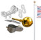Ieron 8Pcs Flag Pole Repair Parts Kit with 1 flag rope + 1 flagpole top ball + 1 cleat hook + 2 flagpole hook clamps + 1 flagpole truck + 2 screws