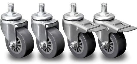 ESOYAWE Vorbau Lenkrollen Möbelrolle Ø 38mm 50mm 62mm 4 Stück, Gewindestange M10×15mm Keine Spuren & Leise Rollen Aus Polyurethan, Für Trolleys, Möbelroller Transportroller, Werkbank Rollen