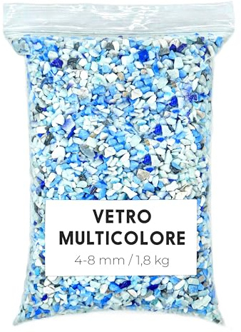 Landare Cristallo Pietre in Vetro Tritato Multicolore 1,8Kg - Vetro Frantumato - Vetro Schiacciato - Cocci di Vetro Artigianali (4-8 mm) (Multicolore)