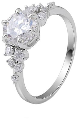 Epinki Echt Goldschmuck, Au750 Weiß Gold Ringe, Klassiker Hochzeitsband mit Rund 3ct Moissanit, 18K Pärchen Ringe Partnerringe Gr.51 (16.2)