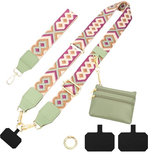 ONEKERUN Universal Handykette für alle Smartphones, Handy Schlüsselband Kette zum Umhängen mit 2 Patchs, Abnehmbar Handy Umhängeband Breit Schlüsselband Handyschnur Halsband Handy Lanyard