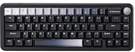YUNZII B68 Wireless Mechanische Tastatur, Tri-Mode BT5.0/2.4GHz/USB-C Hot Swappable Gasket Cremige Tastatur, RGB Backlit NKRO, Nette Keyboard für Win/Mac (Black, Milk V2 Switch)