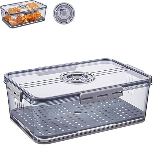 Dokeno Contenitore per il Pane Grande, Contenitore per il Pane di Plastica, Scatola per Pane con Coperchio e Timer, Scatola per il Pane Fresco, Contenitore per il Pane per Toast/Biscotti/Ciambelle