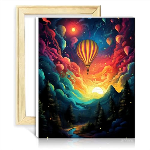 TANGFEIY Paintwork Kit for Wall Decor hot air Balloon DIY Paint by Number Acrylic Number with Paintbrushes Art Paint by Numbers Kits with Frame(30x40cm)