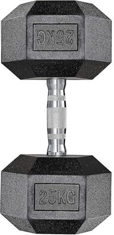 Hexagon hantlar | Uppsättning av 2 10–25 kg | halkfri beläggning | ergonomiska handtag | poly-gummerat hantelset | hantelsats viktträning för aerobics (2 x 10 kg - Svart)