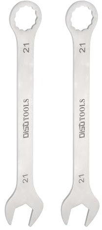 QUARKZMAN 2pz Chiave a Combinazione Sottile Metrica 21mm Torx Terminata a Scatola con Offset di 15 Gradi Estremità Aperta in Acciaio Inossidabile, Tono Argento