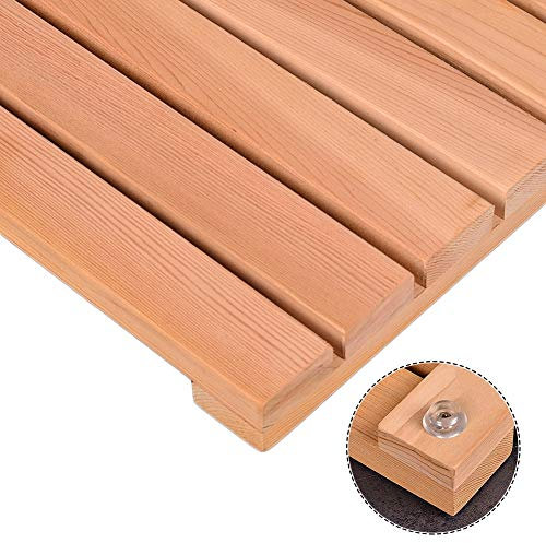 Rutschfeste Badezimmer-Duschmatte aus Naturholz, wasserdicht, für den Innenbereich, Sauna, Badewanne, Bodenmatten, 70 x 110 cm, quadratische Holzmatte